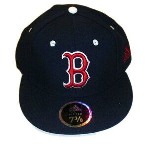Boston Red Sox Mens Adidas Navy Blue Fitted hat cap sz. 7 3/8 New Mlb
